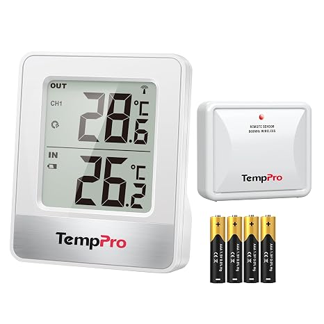 ThermoPro TP200C Dijital Ev Termometresi, LCD Bluetooth İç ve Dış Mekan Termometresi, 150 m'ye kadar Sıcaklık Sensörlü