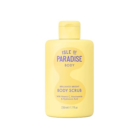Isle of Paradise Brilliantly Bright Body Polish - Smoothes Rough, Dry Skin - Hydrating Exfoliating Scrub with Vitamin C, Niacinamide, and Hyaluronic Acid - 7.77 fl. oz