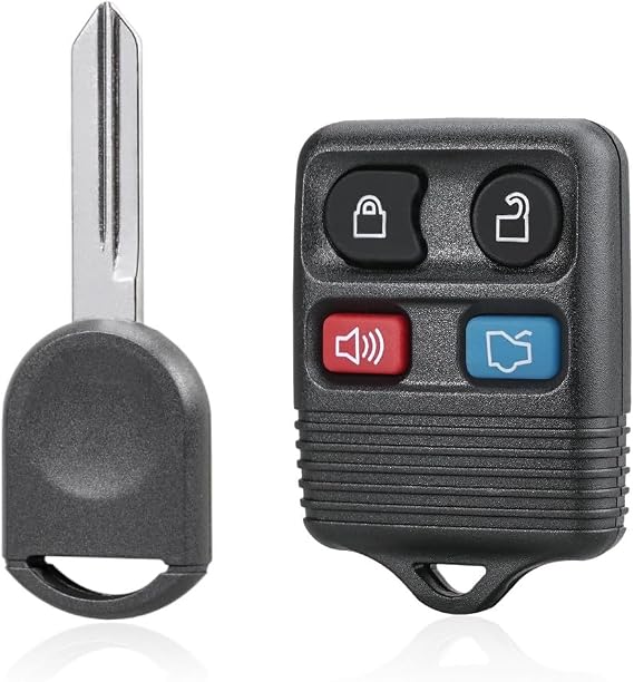 4 Button Remote Keyless Entry + Transponder Key H92/H84 PT SA Chip 4D63 40 Bit Replacement for Ford, Crown Victoria, E-Series, Edge, Escape, Expedition, Explorer, Five Hundred, Flex, Focus 2001 - 2010