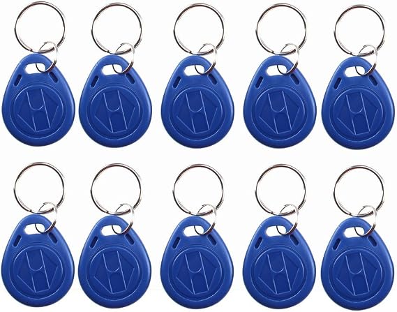 125KHz T5577/EM4305 Writable RFID Keychains NFC Token tags Proximity ID Access Control Key Fob Card for Security Entry System Blue Color (10)