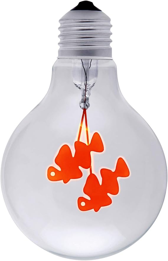 Clown Fish Decorative Light Bulb - Edison Light Bulb, Antique Vintage Style Light, G80 Size, E26 Base, Non-Dimmable (3w/110v)