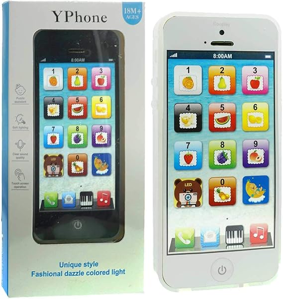 Cooplay YPhone IQ Toys Play Cell Phone Learning Music Mobile Education With USB Recharable Christmas Present for Toddler Baby Kids