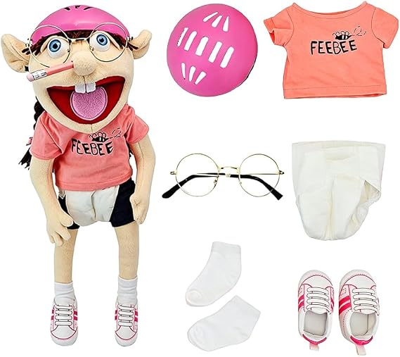 Jeffy Puppet Plush Toy Doll, 60cm Jeffy Hand Puppet for Play House, Funny Puppet's Toy, for Kids Party Role-Playing (Pink, Phoebe)