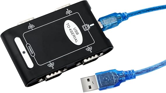 USB to RS232 Serial Adapter with ASIX Chipset USB to DB9 4-Port Male Serial Converter for Windows 11,10,8,7,Vista,XP,Linux
