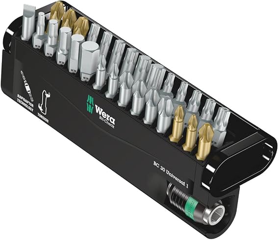 WERA 05056440001 Bit Check Set BC Universal/30 Piece Set 1-BiTorsions Rapidaptor 897/4 and 29 Bitorsions Bits by WERA