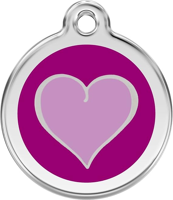 Red Dingo Personalized Purple Heart Pet ID Dog Tag (Small)