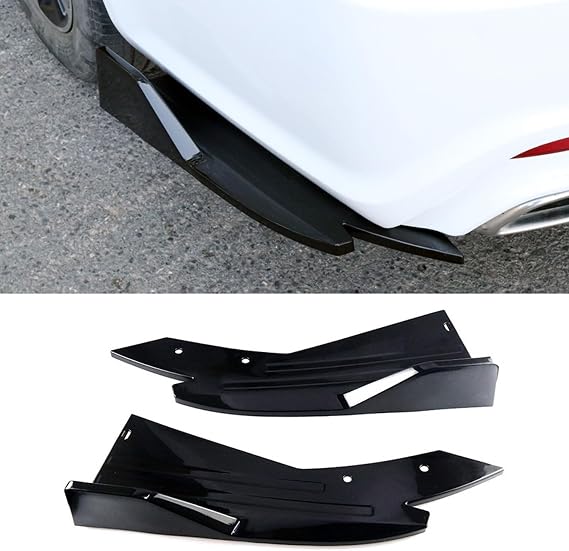 2 Pcs Car Rear Bumper Lip Spoiler for VW Polo Vivo I Hatchback 2010-2017,Diffuser Spoiler Side Fin Corner Splitter Fins Scratch Protector Decoration Accessories,Black-A