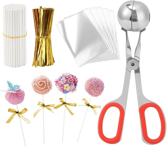 DIY Lolli Treat Kit with 1001 Pieces, 100 Cake Bags, 100 Sticks, 800 Twist Ties, 1 Tool for, Cookie, Chocolate Wrapping & Making