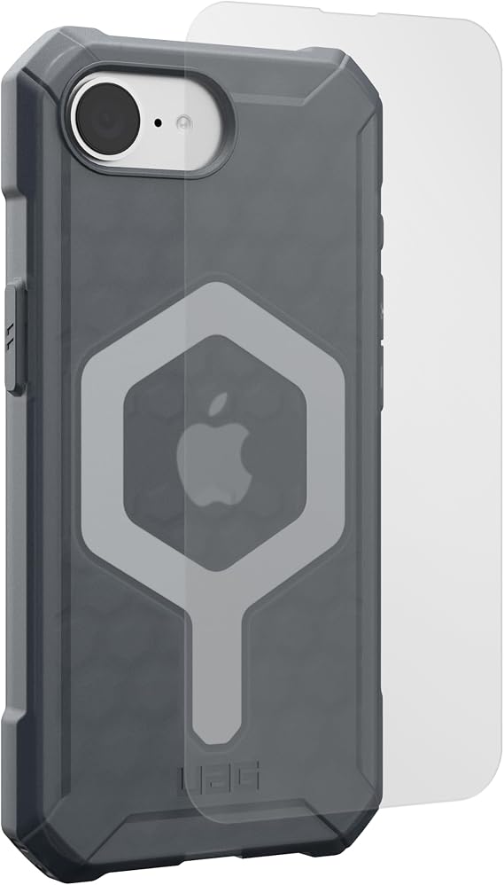 URBAN ARMOR GEAR UAG Designed for iPhone 17e/16e Essential Armor MagSafe Compatible Case - Bundle with Glass Shield Screen Protector (Translucent Ash)