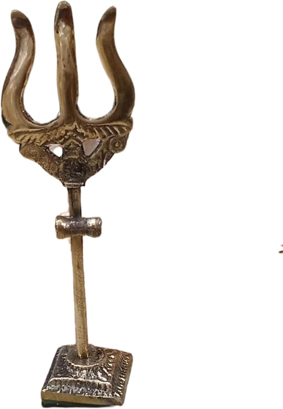 Lord Shiva Brass Trishul 5.5 Inch | Handmade Plain Brass Trident for Puja, Temple Decor & Meditation | Mahadev Hindu God Symbol | Spiritual Religious Item for Vastu, Home Altar & Gift Use