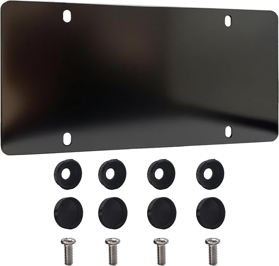 12"x6" Backing Reinforce Black Painted Stainless Steel License Plate - Rust-Proof & Heavy Duty, Scratch-Resistant with Screws Included - Fits All Vehicles (1) (1)
