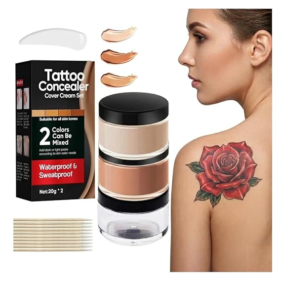 Tattoo Cover Up Makeup Waterproof 2-Color Tattoo Concealer Kit(Red)