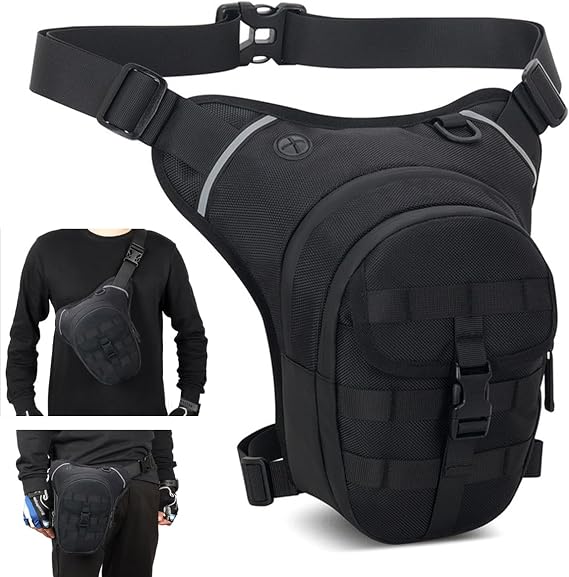 Motorcycle Leg Bag, Thigh Bag With Leg Strap, Multifunctional Storage, Drop Leg Bag for Motorcycle, Bicycle, Horse Riding, Hiking, Camping, Fishing, Hunting, Outdoor Travel (black)