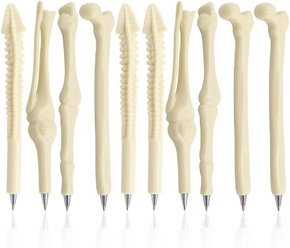 MagicW Novelty Bone Shape Ballpoint Pens Finger Skull Bone Pen For Nurse Doctor Stationery Crazy Student Gift Pack of 10