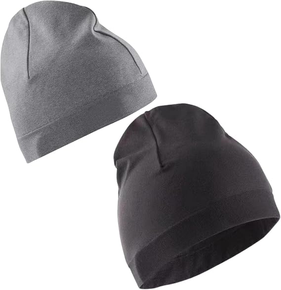 Skull Cap Winter Beanie Running Hat Stylish Comfortable Skull Caps for Men Women Thermal Breathable Sport Cap for Running Cycling Outdoor Activities (Grey and Black)