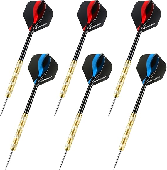 Steel Tip Darts Set Professional Darts Set 14g Metal Dart Set Personalised Darts for Beginners Hobbyists and Professional Darts 6 Pack