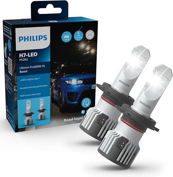 Philips Ultinon Pro6000 Boost H7 LED Headlight Bulb with Road Legal* 300%