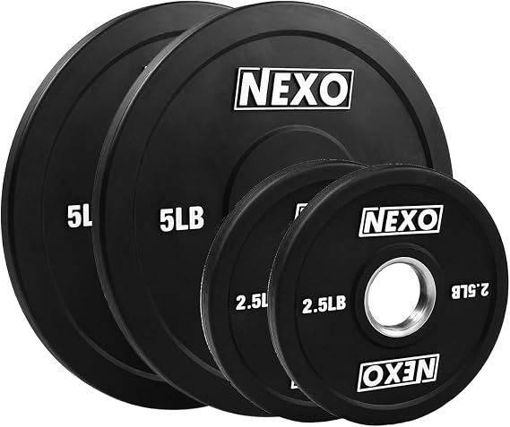 NEXO 15LB Bumper Plate Set - Olympic 2 inch Center 2x 5LB & 2x 2.5LB Change Plates - Premium Rubber Cross Training Weights