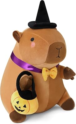 Finebee Halloween Capybara Plush, Halloween Capybara Stuffed Animal with Witch Hat and Pumpkin Toy Gifts for Girls Boys Decor 10 Inch