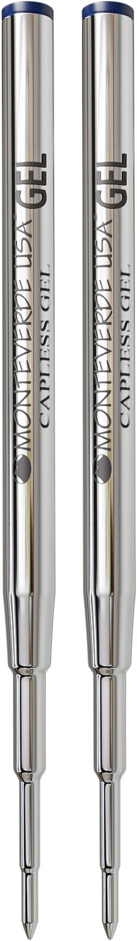 Monteverde USA Metal Gel Refills to Fit Montblanc Ballpoint Pens, Broad Point, Blue/Black Ink, 2-Pack Smooth and Reliable Dual-Tone Writing Solution