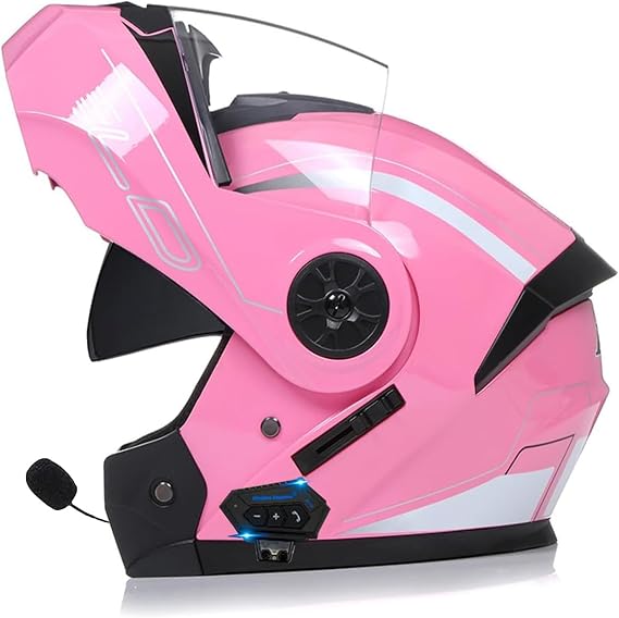 Adult Bluetooth Motorcycle Helmet, ECE Approved Modular Full Face Design, Dual Sun Visor, Integrated Motocross Crash Protection, for Scooters and Mopeds