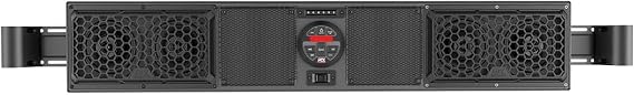MTX Bluetooth 4-Speaker Overhead UTV Audio Sound Bar System, Mud Series MUDSYS46 - Outdoor Off-Road Wireless Roll Cage Stereo & Radio with Aux Input