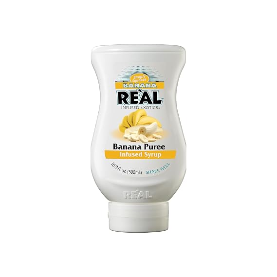 Banana Real, Banana Puree Infused Syrup, 16.9 FL OZ Squeezable Bottle (Pack of 1)