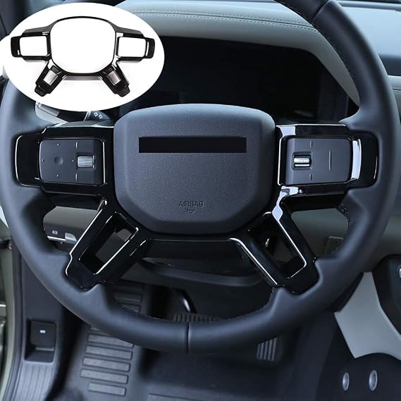 for Land Rover Defender 110 2020 Accessories ABS Interior Steering Wheel Decoration Cover Trim Car Accessories (Black)