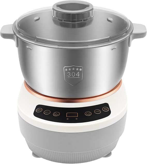 110V Electric Dough Maker with Ferment Function, 169.07Oz(5L) Dough Mixer Flour Kneading Machine for Pizza & Bread Dough, Microcomputer Timing, 304 Stainless Steel, Detachable Lid, Silver