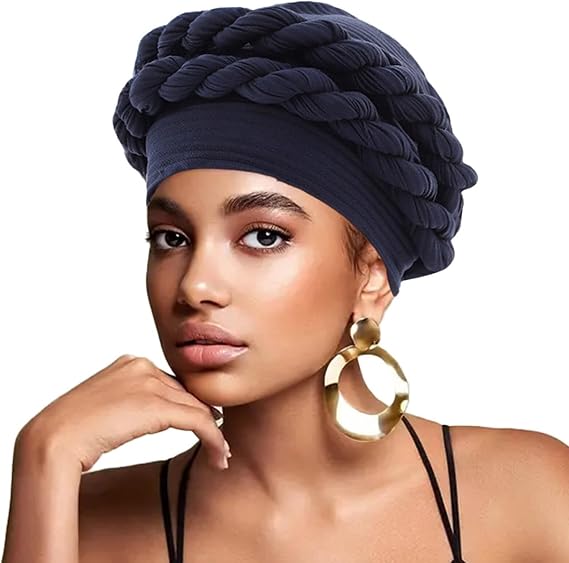 Turban Cap Head Wraps for Women African Hair Wrap Hat with Braided Twist