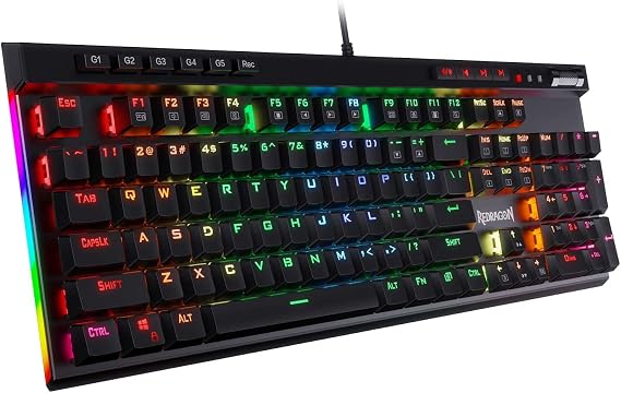 Redragon K580 VATA RGB LED Backlit Mechanical Gaming Keyboard with Macro Key & Dedicated Media Control, Hot Swappable Socket Onboard Macro Recording Brown