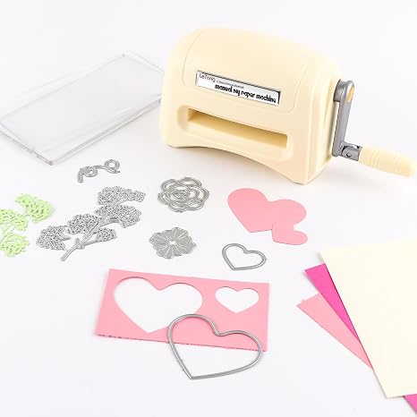 Mini Manual Die Cutting and Embossing Machine,for Arts&Crafts,Scrapbooking& Cardmaking,3" Opening,Crafting Projects Cutting Machine for Starter,Beige Metal Cutting Dies Machine with 4 Cutting Machine