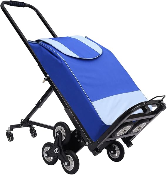 Stair Climbing Cart 330Lbs Folding Hand Truck Dolly with 10 Wheels, Portable Stair Dolly with Adjustable Handle & Binding Rope Climbing Hand Trucks for Moving Groceries (330lbs 10 Wheels)