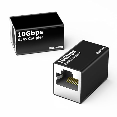 Dacrown RJ45 Ethernet Coupler 10Gbps, 2Pack Extender Adapter, Black