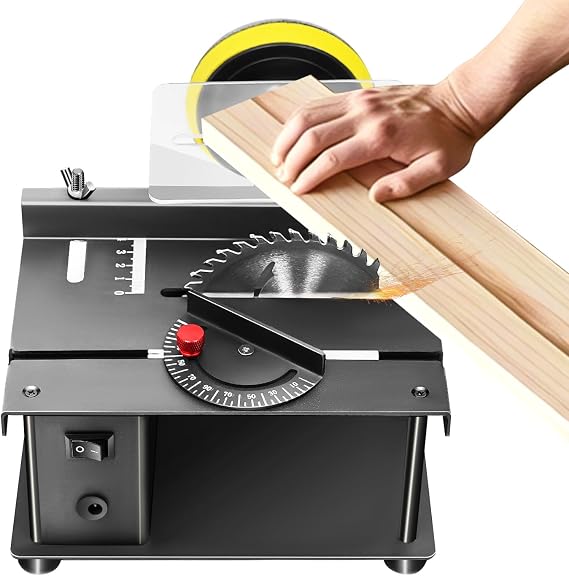 Mini Precision Table Saw Set,0-90 angle Sliding Polisher Machine, Woodworking Sliding Cutting Machine for DIY Hobby Model Cutting Bench Saw Household