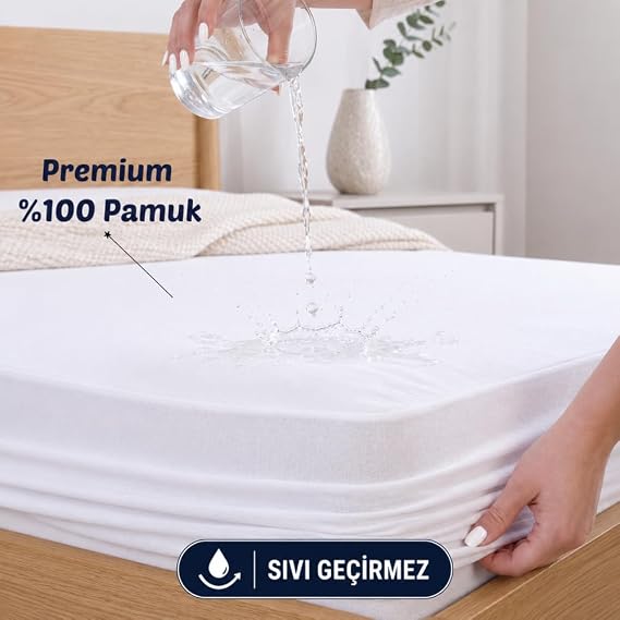 Formeya%100 Pamuk Fitted Su Sıvı Geçirmez Yatak Koruyucu Alez Çarşaf (140 x 200)