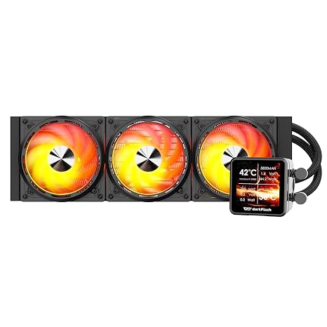 darkFlash DE360 AIO CPU Cooler ARGB Liquid Cooler, 360mm Water Cooling 3X 120mm PWM Fans Low-Noise, 2.88IPS LCD Display for Images, High-Performance Pump, AMD AM5/AM4, Intel LGA1851/1700/1200,Black