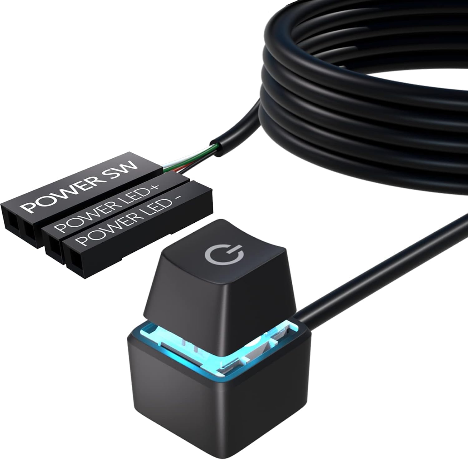 Oddtone PC-Einschaltknopf Desktop Externer LED-Stromschalter Ein/Aus 65-Zoll-Externer PC-Startknopf Computergehäuse für Computermotherboard