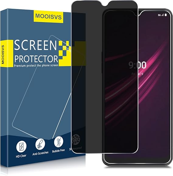 Moonshield [2 Pack]MOOISVS for T-Mobile REVVL V+/ V PLUS 5G 2021 Privacy Tempered Glass Screen Protector,HD Clear Anti-Spy Scratch Resistance Bubble Free Transparent