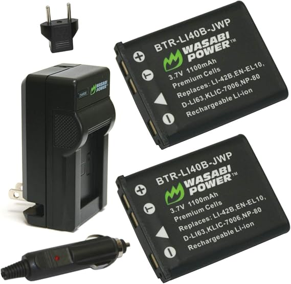 Wasabi Power Battery (2-Pack) and Charger for Fujifilm NP-45, NP-45A, NP-45B, NP-45S and Select Fuji FinePix Camera Models