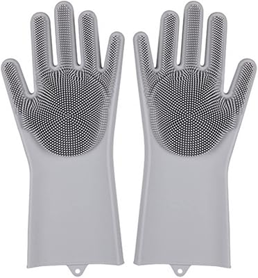 Nobu Dishwashing Cleaning Gloves Silicone Rubber Sponge Glove Household Scrubber Kitchen Clean Tools