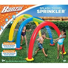 BANZAI Splash Tunnel Sprinkler, Length: 82 in, Width: 76 in, Height: 50 in, Inflatable Outdoor Backyard Splash Toy