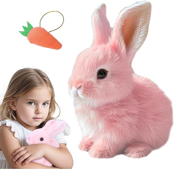 RichRabbit Bunby - Easter My Realistic Bunny Toy, Interactive Bunny Realistic Bunny - Jumping, Twitching, and Shaking Ears, Realistic Bunny Toys(Pink)