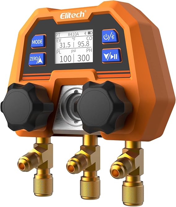 Elitech Digital Manifold Gauge DMG-4B,HVAC Refrigerant Gauge with Bluetooth