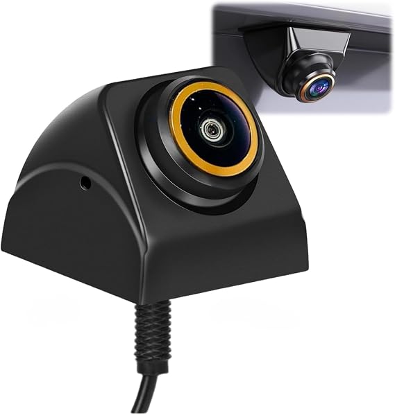 HD Car Reversing Camera, 360 ° Rotation 170° Wide View Angle Reverse Camera IP68K Waterproof Metal Rear View Camera for Truck Car Pickup SUV (GOLD)