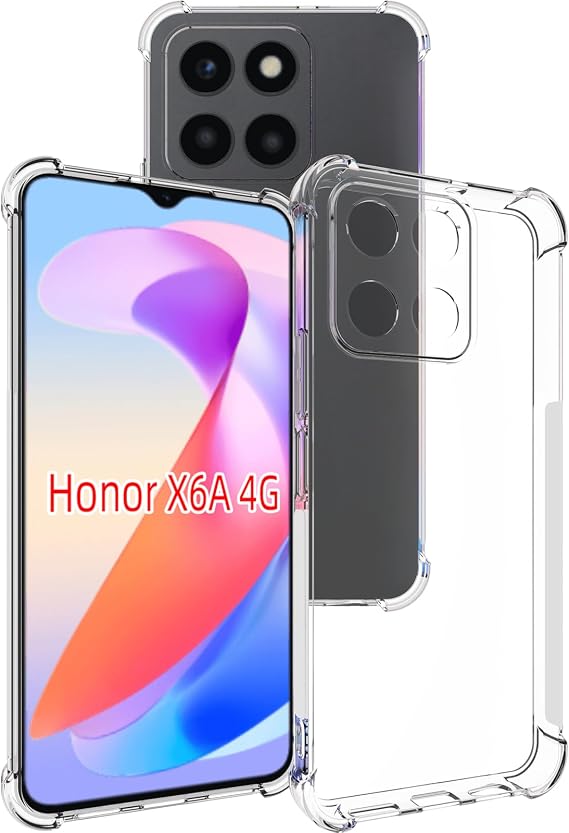 USTIYA Case for Honor X6A 4G Clear TPU Four Corners Military-Grade Protection Cover Transparent Soft funda