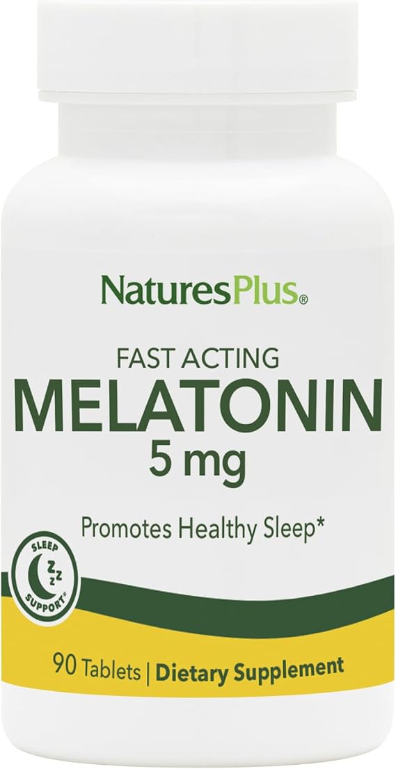 NaturesPlus Melatonin 5 mg - 90 Fast-Acting Tablets - Vegan, Gluten Free - 90 Servings