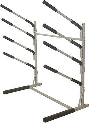 SPAREHAND Freestanding 41 Tier Paddle Board Storage Rack - TL-401B Freestanding SUP Organizer with Adjustable Cradle Arms - Tool-Free Assembly Suitable for Indoor & Outdoor Display Pebble Silver