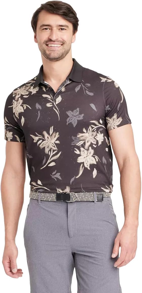 All in Motion Mens Textured Polo Shirt -, Black