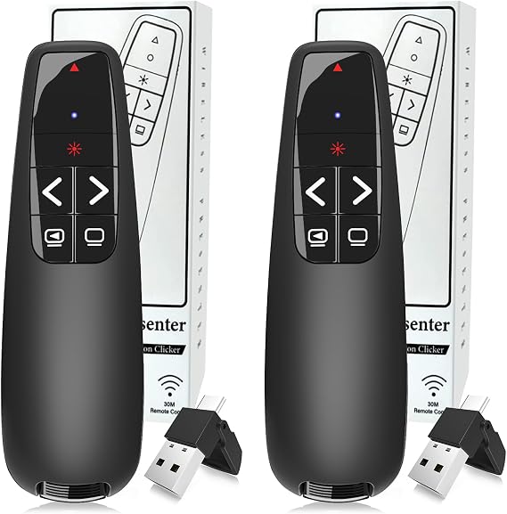 (2 Units) Wireless Presentation Clicker Remote for PowerPoint, Presenter